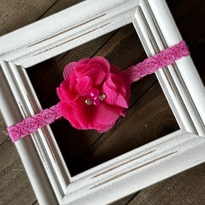 Vintage Shabby Chic Hot Pink Lace Headband