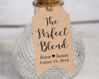 The Perfect Blend Tag - SMALL Size - Wedding Favor Tags - Tea Wedding Favors - Coffee Wedding Favors - Candle Wedding Favors - 40 Pieces