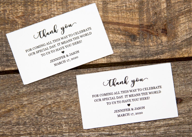 Thank You Wedding Favor Luggage Tag Inserts Wedding Favor Tags Destination Wedding Favor Tags Inserts for Leather Luggage Tags