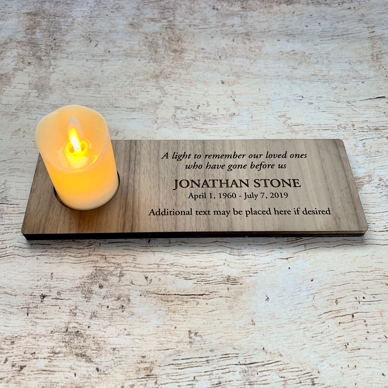 Engraved Memorial Candle Holder Walnut Top Face | Etsy