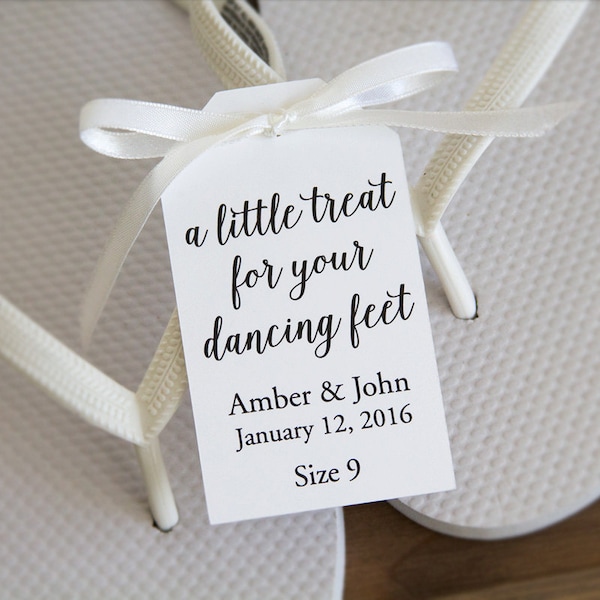 A little treat for your dancing feet - Flip Flop Tags - Slipper tags - Wedding Tags - Wedding Favor Tags - Dancing Shoes - LARGE