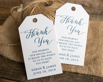 Personalised Wedding Favour Heart Tags Thank You For Sharing Our Special Day 190 