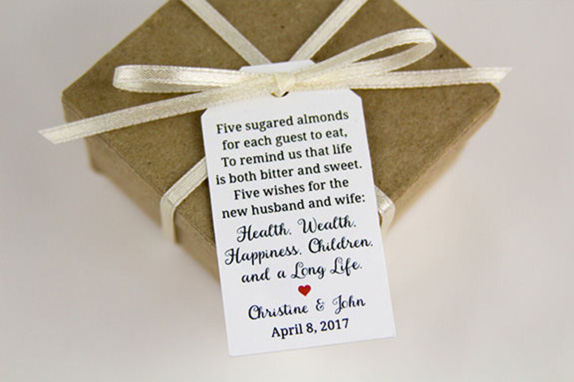 Jordan Almonds Favor Tag Dragee Wedding Favor Tag Almond Etsy