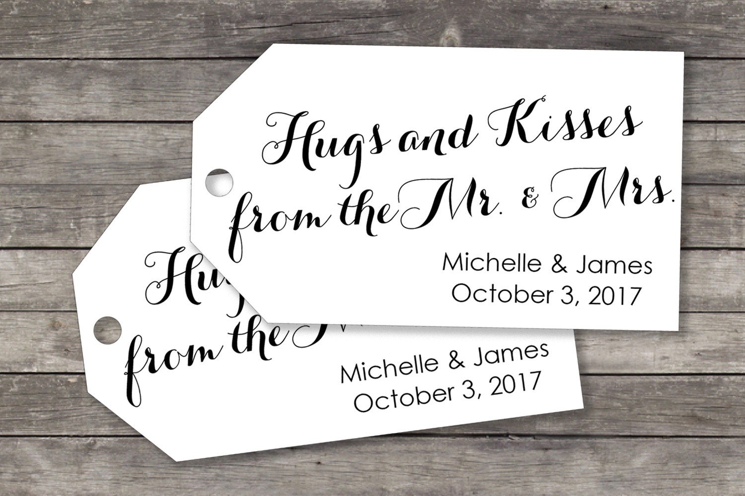 Wedding Favor Tag - SMALL Size - Hugs and Kisses from the Mr and Mrs …