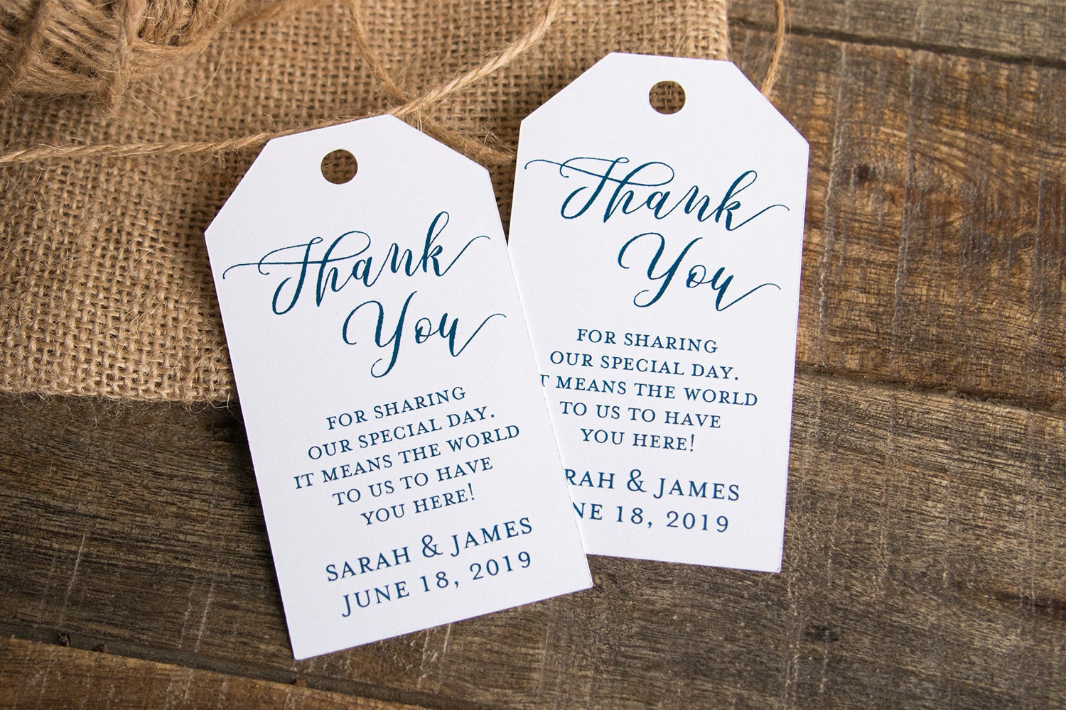 Wedding Favour Tags Personalised Small Thank you for sharing special day SLTY12 