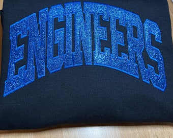 Sparkling School/Team Spirit Wear: Personalized Glitter Appliqué Sweatshirt