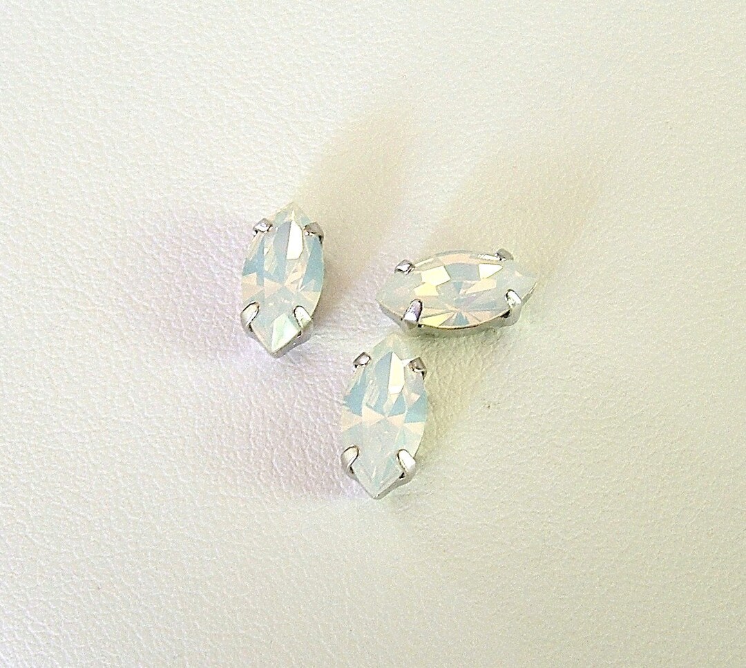 White Opal, 10x5mm Navette Sew on Rhinestones, Set of 3 White Opal ...