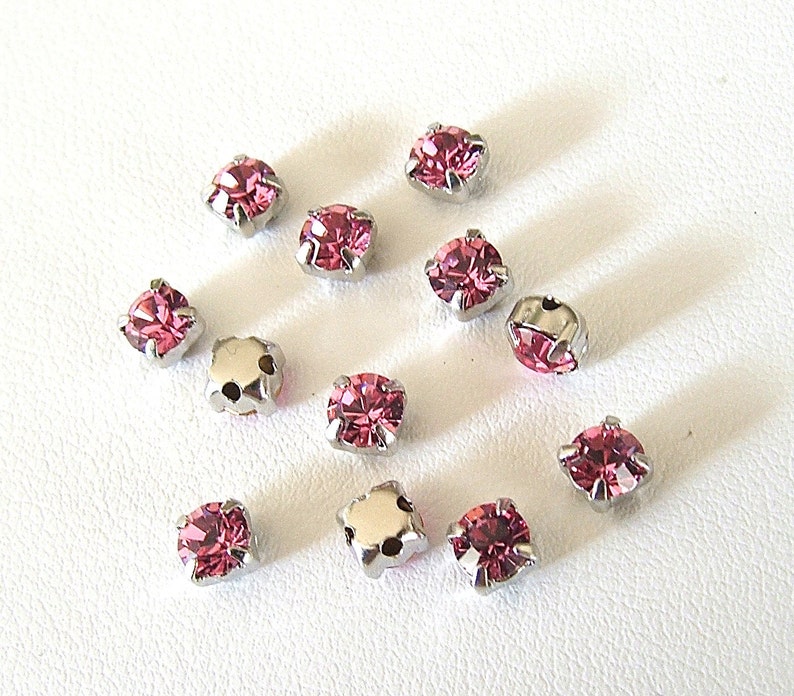 Set of 12 Rose 4.6mm Chaton Montees1028 Sew on Rhinestones Etsy