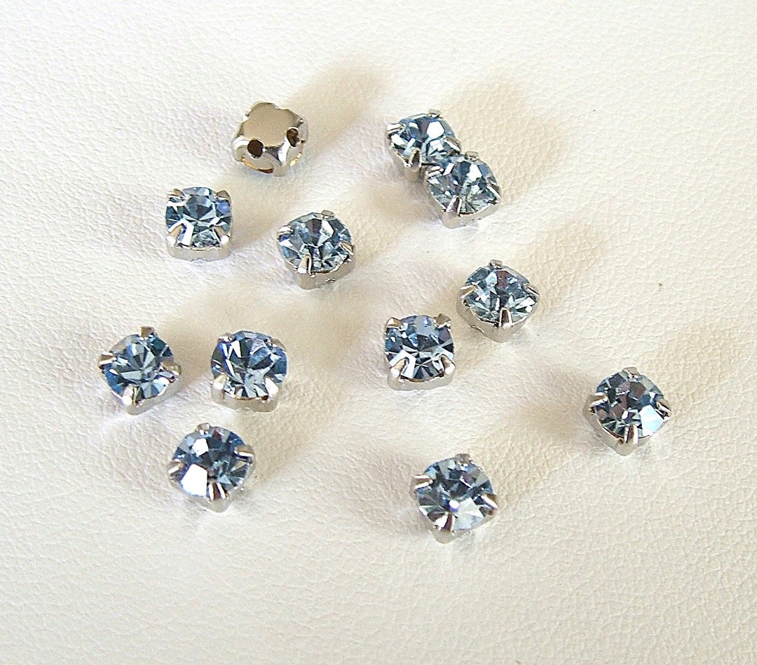 Set of 12 Light Sapphire 4.6mm Chaton Montees,1028 Sew on Rhinestones ...