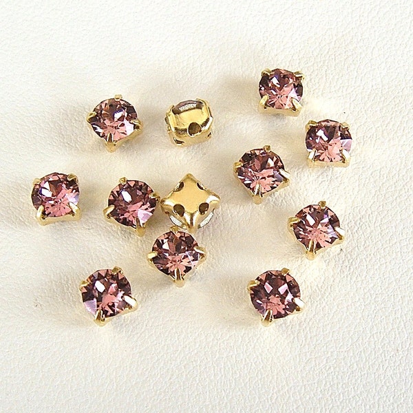 Antique Pink 4.6mm, Lot of 12, SS19, Chaton Montees, Xirus 1088 SS19, Sew On Rhinestones