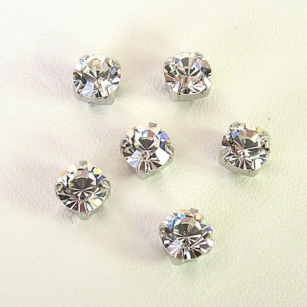 6mm Clear Montees, Lot of 6, SS29, Chaton Montees, Xirus 1088 SS29, Sew On, 6mm rhinestones, Choice of Setting Color