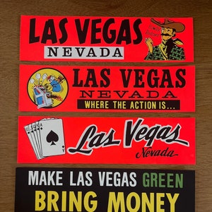 1970’s Vintage Las Vegas Vic Bumperettes IMPKO Bumper Sticker Decal New in Package Unused Nevada USA Made