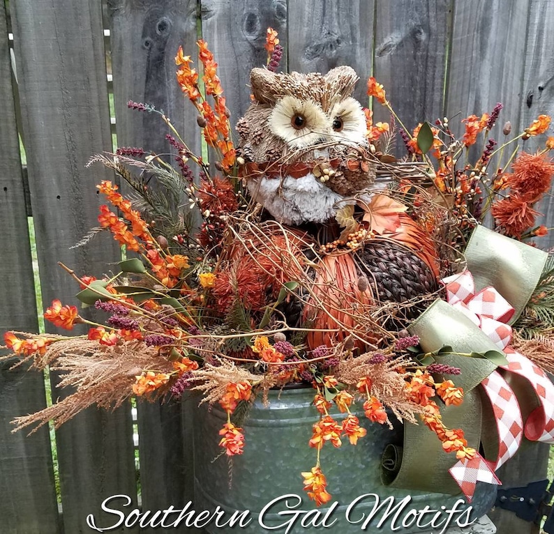 Fall Owl centerpiece owl centerpiece owl floral arrangement Etsy