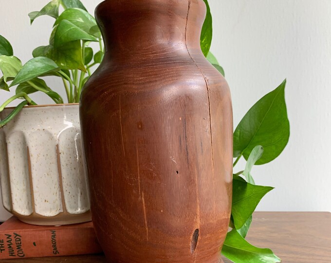 Vintage Large Turned Wood Vase Natural Home Decor Vintage Fall Home