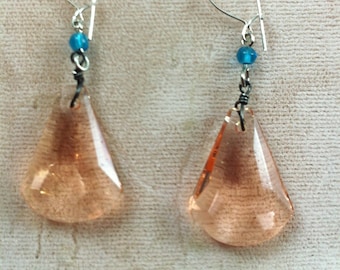 Czech Glass Earrings, Sterling Silver earrings, Art Deco Earrings, Rosaline Earrings, Pink Earrings,  Lucy Isaacs