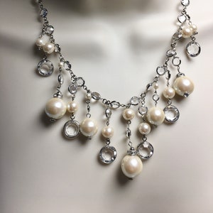 Pearl Necklace, Vintage Bridal Necklace, Bridal Jewelry, Swarovski Crystal Necklace, Pearl Necklace, Crystal Necklace, Lucy Isaacs