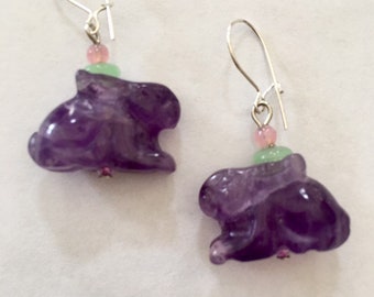 Amethyst Earrings, Easter Gift, Easter Basket Gift, Bunny Earrings, Rabbit Earrings, Rabbit Gift, Bunny Gift, Purple Earrings, Lucy Isaacs
