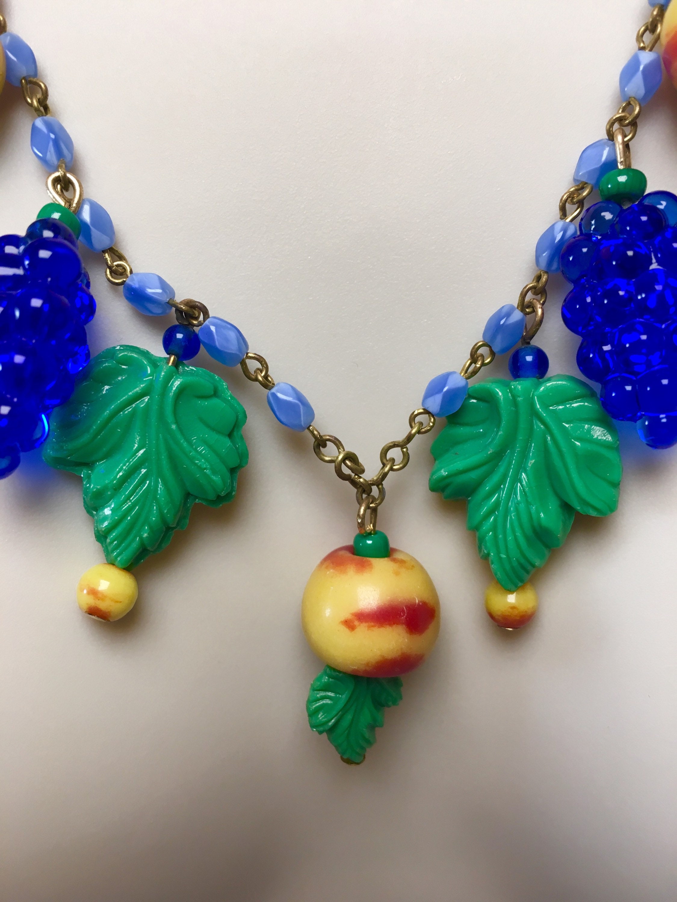 Vintage Czech Glass Fruit Necklace Fruit Salad Necklace by Lucy Isaacs