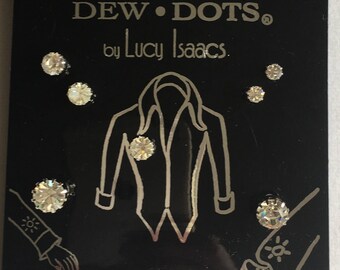Clothing Studs, Clear Crystal Austrian Crystal Stud Earrings  4mm 6mm and Dew Dots by Lucy Isaacs