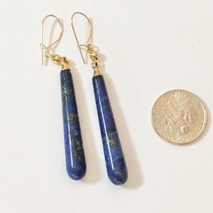 Elegant Genuine Lapis Lazuli Earrings, Lapis and gold Earrings, Lapis and Sterling Silver Earrings, Smooth Drop Earrings, Lucy Isaacs