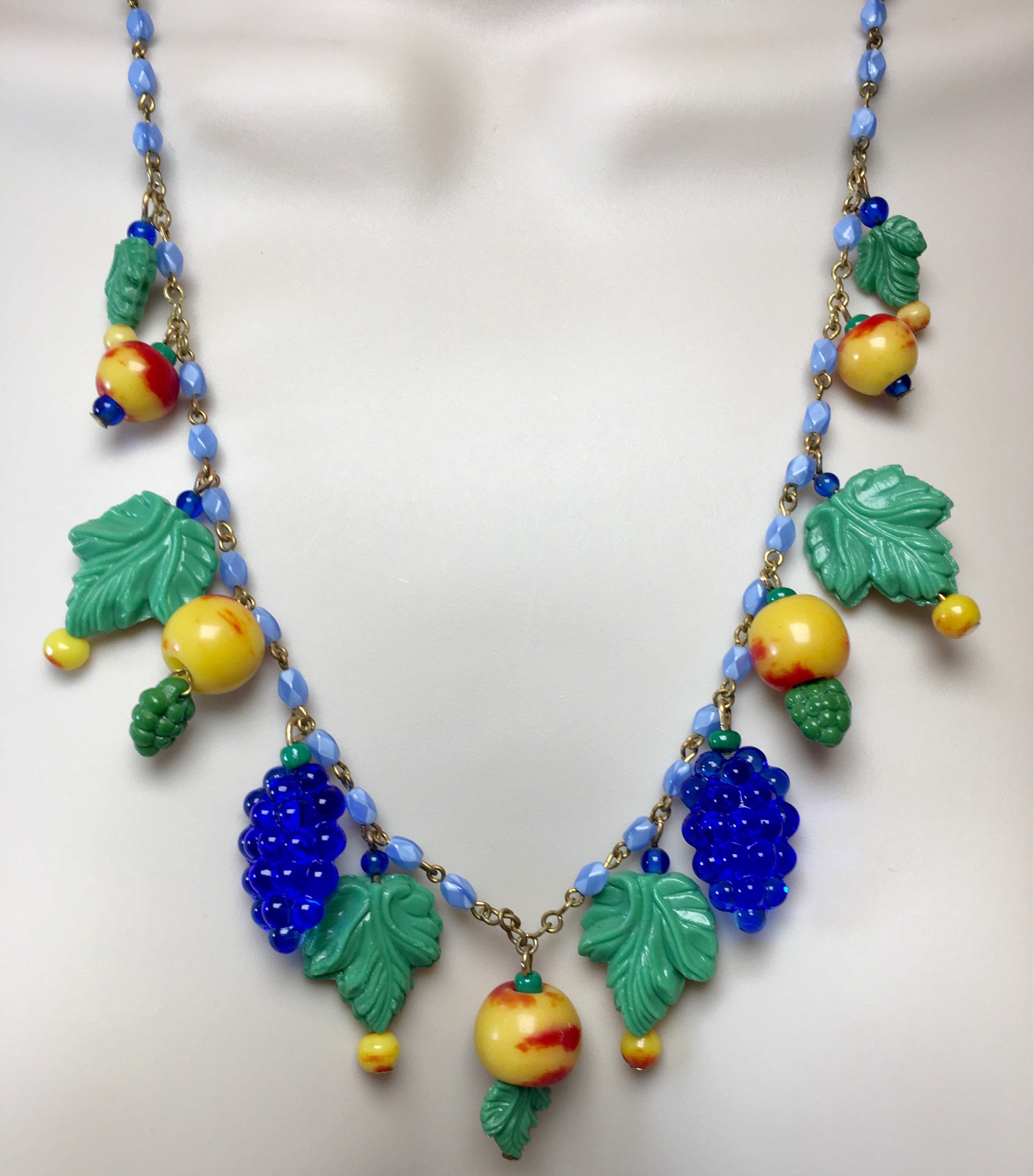 Vintage Czech Glass Fruit Necklace Fruit Salad Necklace by Lucy Isaacs