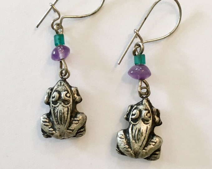 Sterling Silver Frog Earrings by Lucy Isaacs