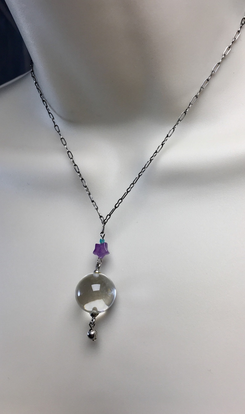 Crystal Ball Necklace Crystal Necklace Glass Orb Necklace Etsy