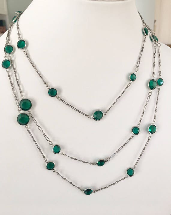 SALE Crystal Channel Necklace Crystals by the Yard Long Sterling
