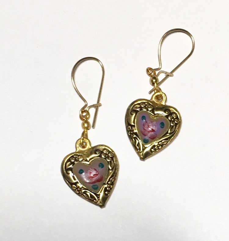 Upcycled LV Heart Shaped Earrings (Hot Pink) – Farmhouse Treasures