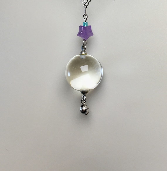 Crystal Ball Necklace Crystal Necklace Glass Orb … - image 1