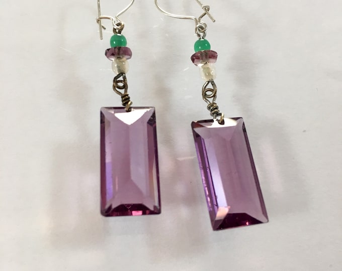 Antique Amethyst Czech Glass Earrings