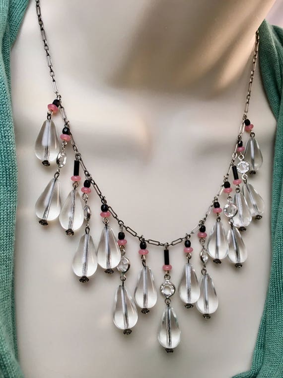 Antique Crystal Statement Necklace - image 7