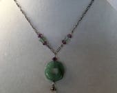 Jade Necklace, Green Jade Necklace, Vintage Feng Shui Necklace by Lucy Isaacs, Harmony Necklace, Peace Necklace,