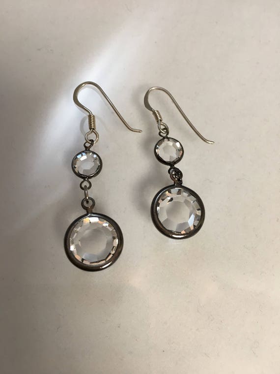 Vintage Sterling and Clear Swarovski Double Crysta