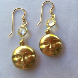 Moon Phase Earrings, Celestial Earrings, Moon Face Earrings, Gold Moon, Full Moon Face Earrings, Lucy Isaacs