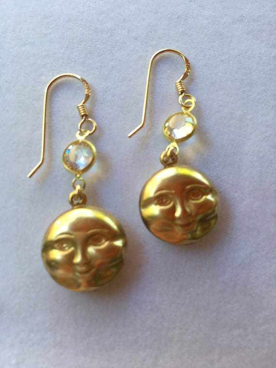 Moon Phase Earrings, Celestial Earrings, Moon Face