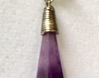 Natural Amethyst Prism Pendulum Necklace