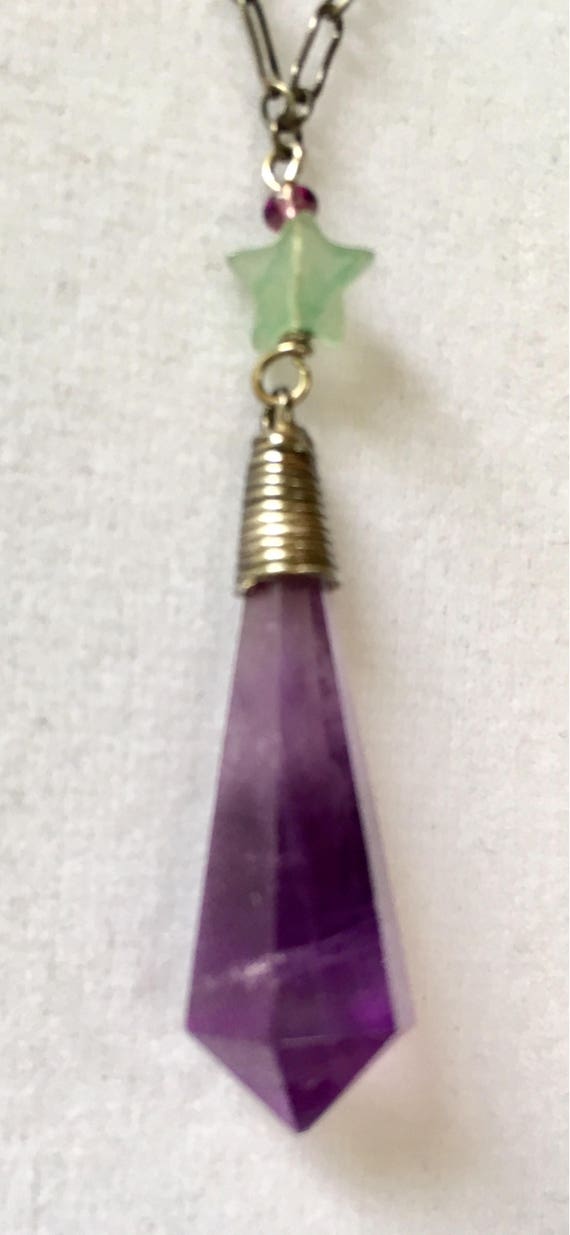 Amethyst Prism Necklace, Amethyst Pendant, Amethys