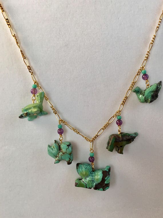 Turquoise Necklace, Animal Lover, Animal Necklace,