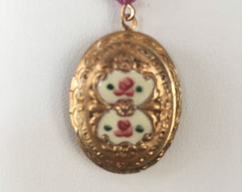 Vintage Gold Enamel Locket