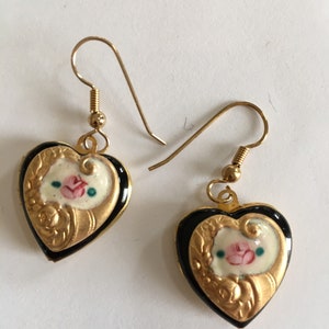 Heart Locket Earrings, Mothers Day Gift, Lavender Enamel Heart Locket Earrings by Lucy Isaacs