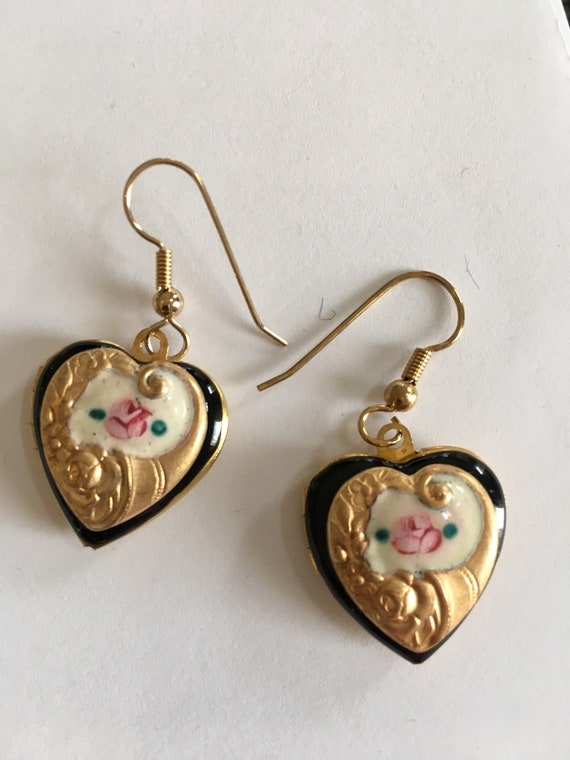 Heart Locket Earrings, Mothers Day Gift, Lavender 