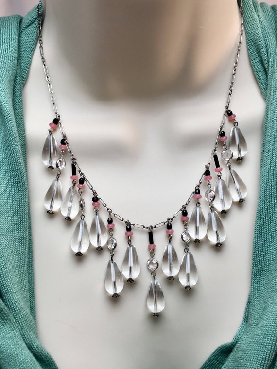 Antique Crystal Statement Necklace - image 1