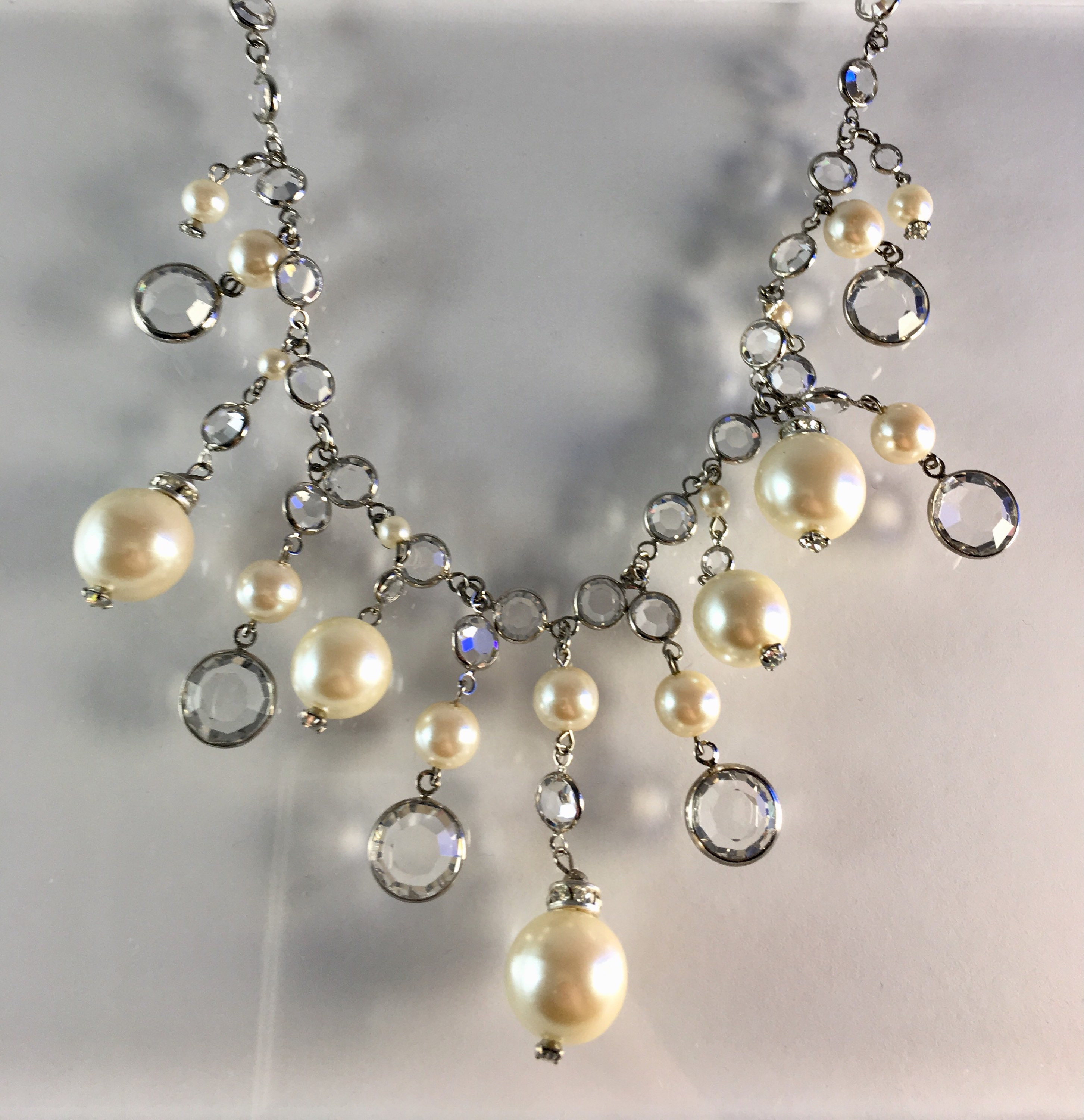 Swarovski Crystal and Pearl Bridal Necklace