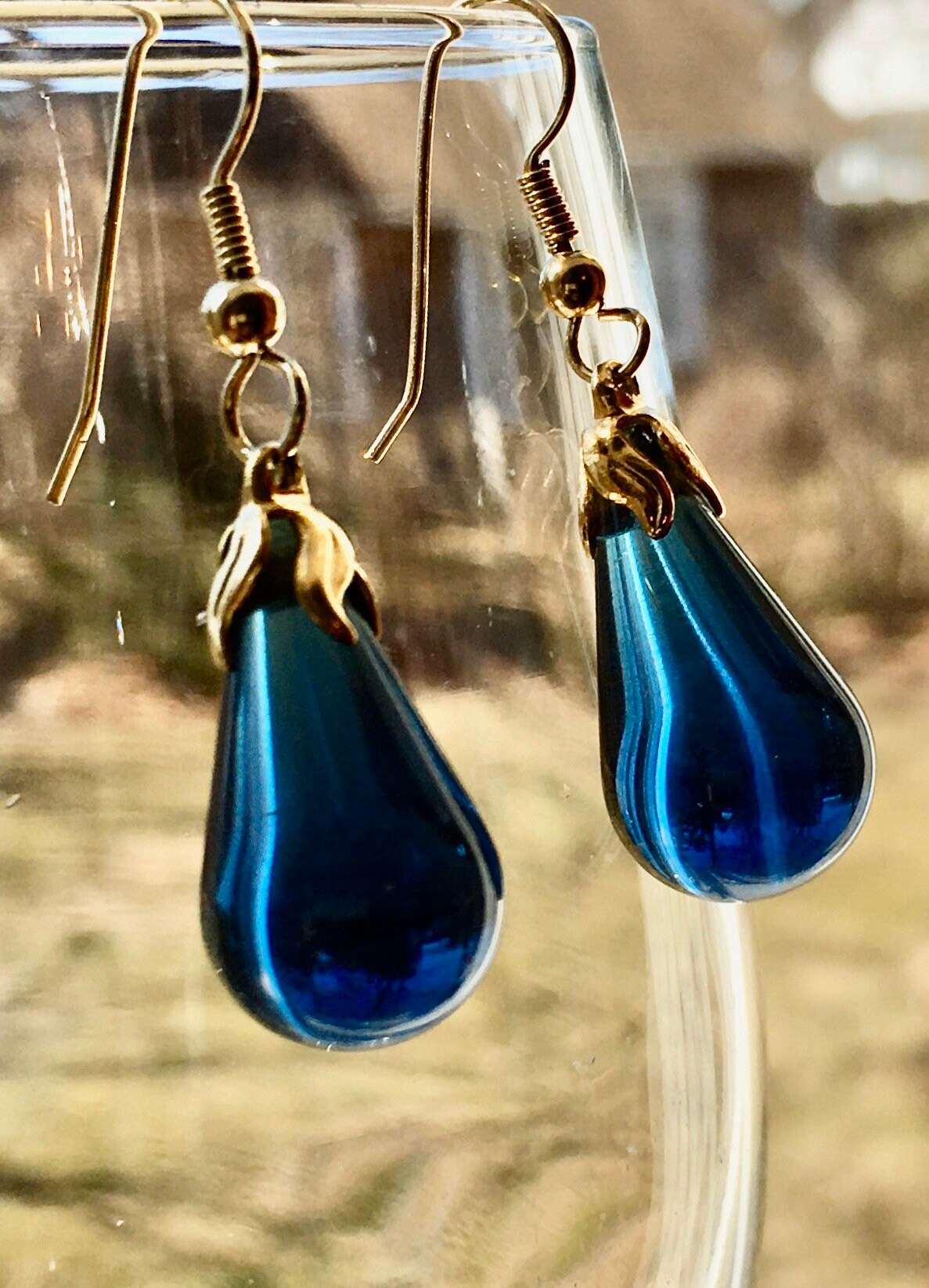 Rare Blue Bakelite Earrings