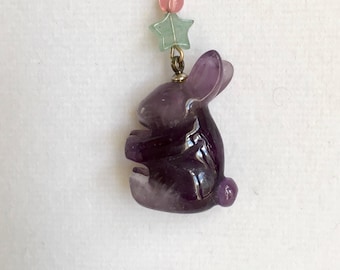 Bunny Necklace Bunny Lover Gift Easter Gift for Her Amethyst Necklace Rabbit Necklace, Rabbit Lover Gift