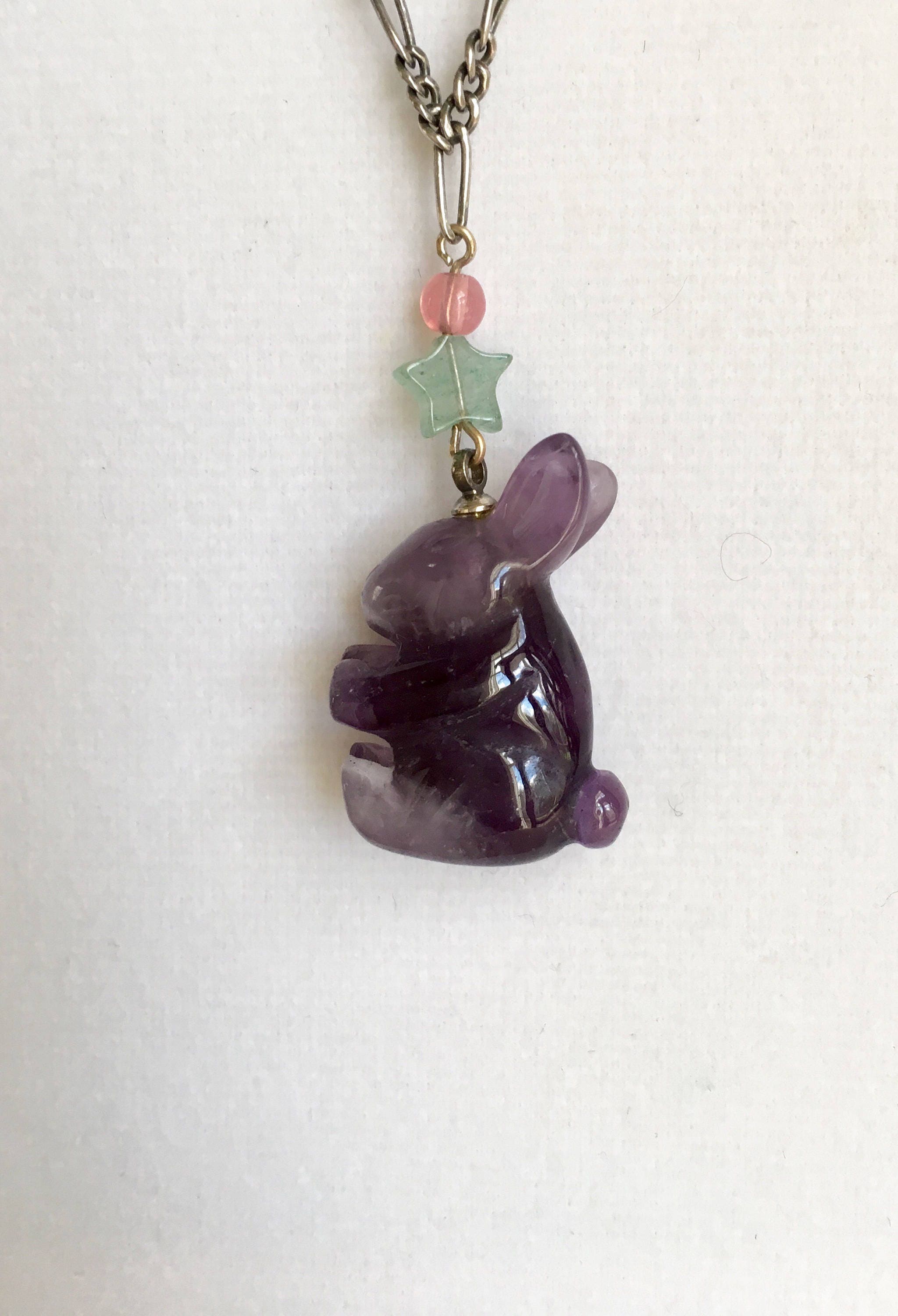 Bunny Necklace Bunny Lover Gift Easter Gift for Her Amethyst Necklace