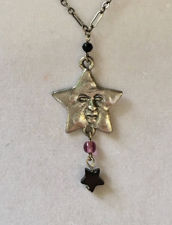 Sterling Starface Necklace Star Necklace Sterling 