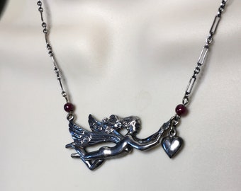 SALE! Love Fairy Necklace by Lucy Isaacs, Sterling and Garnet Necklace