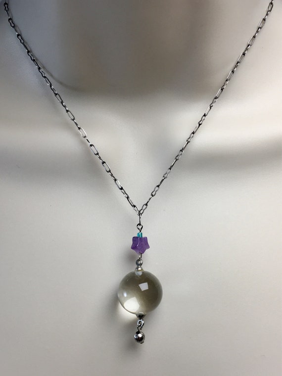 Crystal Ball Necklace Crystal Necklace Glass Orb … - image 2